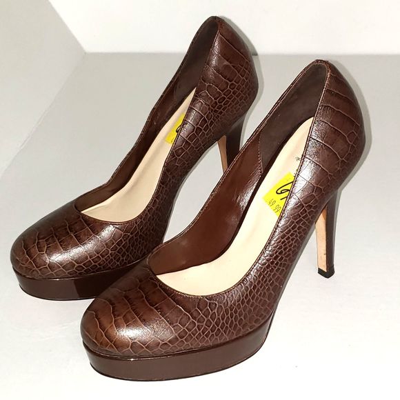 COLE HAAN AIR CROCO LEATHER PUMP 4 1/2" HEEL $346 FIRM - Picture 2 of 9